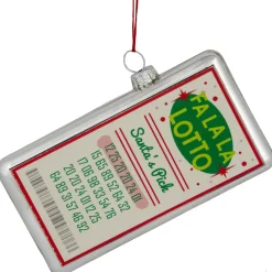 4.25" Silver "Fa La La Lotto Santa's Pick" Glass Christmas Hanging Ornament Sports
