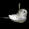 New 8" Silver Glittered Pine Cone Bird Christmas Ornament Animals