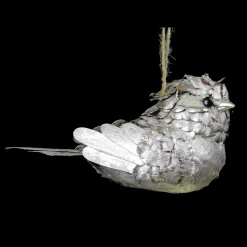 New 8" Silver Glittered Pine Cone Bird Christmas Ornament Animals