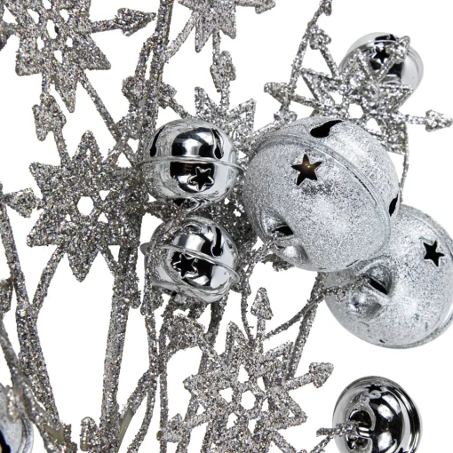 34" Silver Jingle Bells and Glitter Snowflakes Artificial Christmas Spray Sprays, Picks & Branches