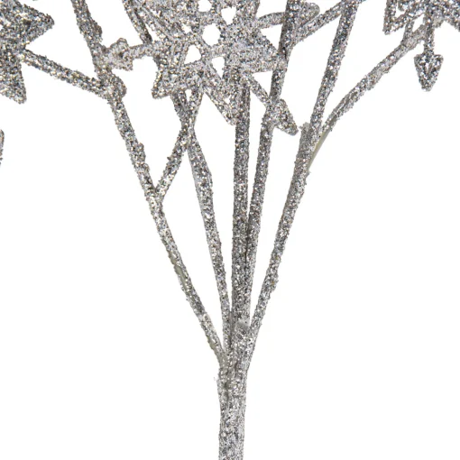 34" Silver Jingle Bells and Glitter Snowflakes Artificial Christmas Spray Sprays, Picks & Branches