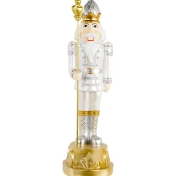 13.5" Silver Metallic Christmas Nutcracker with Staff Nutcrackers