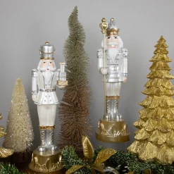 13.5" Silver Metallic Christmas Nutcracker with Staff Nutcrackers