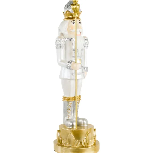 13.5" Silver Metallic Christmas Nutcracker with Staff Nutcrackers