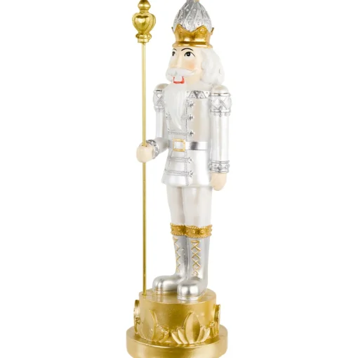 13.5" Silver Metallic Christmas Nutcracker with Staff Nutcrackers