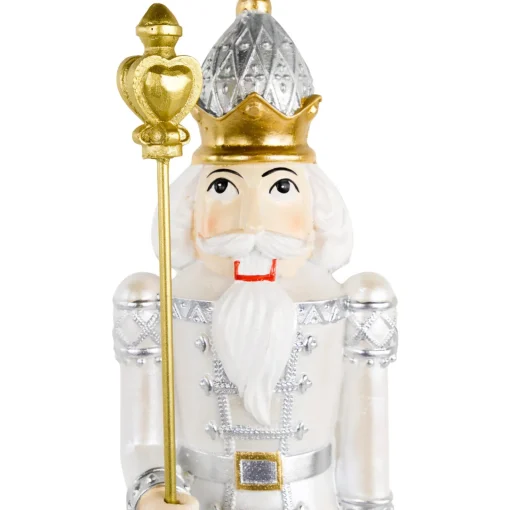 13.5" Silver Metallic Christmas Nutcracker with Staff Nutcrackers