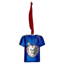 Hot 3" Silver Plated Blue Scrubs Christmas Ornament with 11 European Crystals Occupations