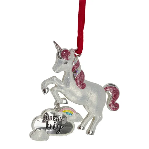Hot 3.25" Silver Plated Dream Big Unicorn with European Crystals Christmas Ornament Animals