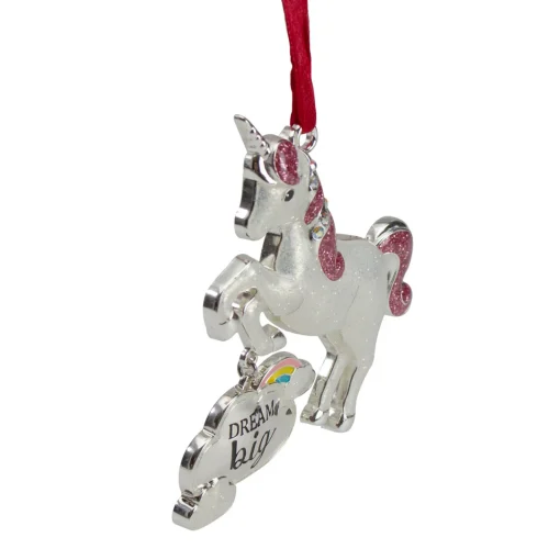 Hot 3.25" Silver Plated Dream Big Unicorn with European Crystals Christmas Ornament Animals