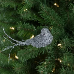 Outlet 7.5" Silver Sequined Bird Christmas Ornament with Clip Animals