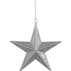 Clearance 5.5" Silver Speckled Glass Style Star Christmas Ornament Symbols
