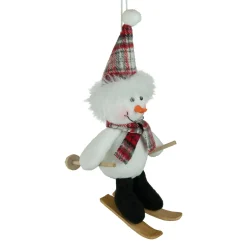 Sale 12" Skiing Snowman with Plaid Santa Hat Christmas Ornament Snowmen