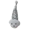 Sale 6" Smiling Snowman Head Wearing a Silver Sequin Santa Hat Christmas Ornament Snowmen