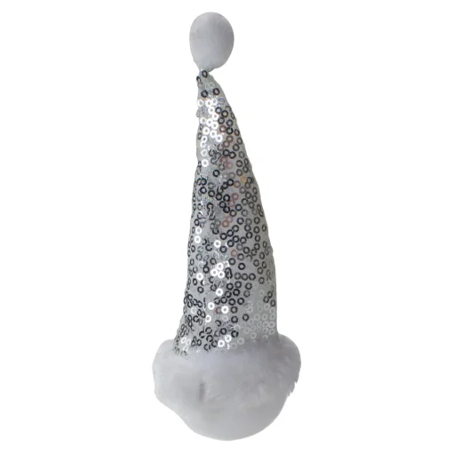 Sale 6" Smiling Snowman Head Wearing a Silver Sequin Santa Hat Christmas Ornament Snowmen