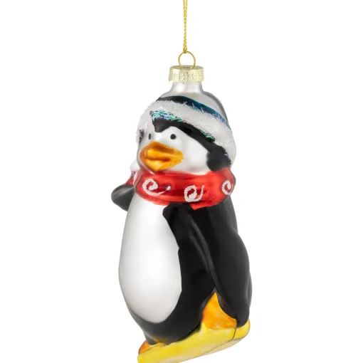 Hot 4.25" Snowboarding Penguin Glass Christmas Ornament Animals