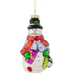 Sale 5" Snowman with Presents Glass Hanging Christmas Ornament Snowmen