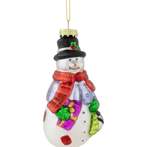Sale 5" Snowman with Presents Glass Hanging Christmas Ornament Snowmen