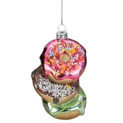 4.25" Stacked Doughnuts Glass Christmas Ornament Food & Beverage