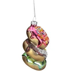 4.25" Stacked Doughnuts Glass Christmas Ornament Food & Beverage
