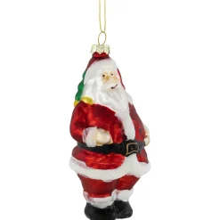 5" Traditional Red and White Santa Hanging Glass Christmas Ornament Santa Claus