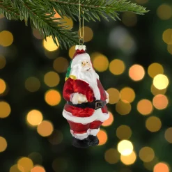 5" Traditional Red and White Santa Hanging Glass Christmas Ornament Santa Claus