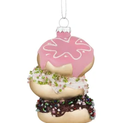 Sale 3.75" Triple Stacked Doughnuts Glass Christmas Ornament Food & Beverage