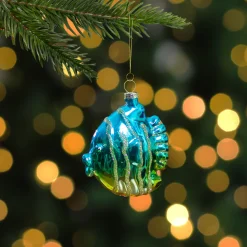 Sale 3" Turquoise and Gold Glass Fish Christmas Ornament Animals
