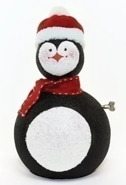 Discount 14" White and Black Musical Penguin Christmas Figurine Animated & Musical