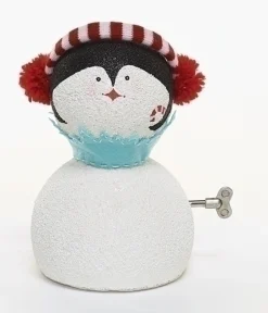 8.75" White and Blue Animated Musical Penguin Face Christmas Figurine Animated & Musical