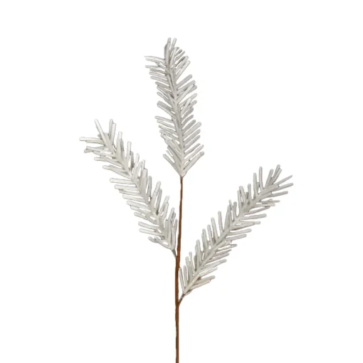 New 32" White and Brown Glittered Pine Artificial Christmas Spray Sprays, Picks & Branches