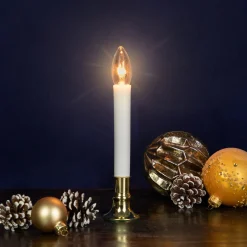 Hot 9" White and Gold C7 Light Christmas Candle Lamp with Timer Candle Lamps