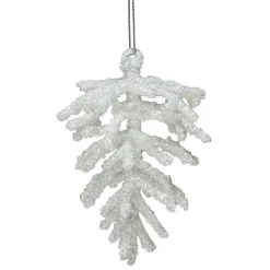 Online 5" White and Silver Glitter Pine Cone Christmas Ornament Novelty