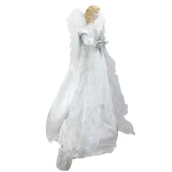 Discount 22" White and Silver Glitter Angel with Star Hanging Christmas Decoration Angels