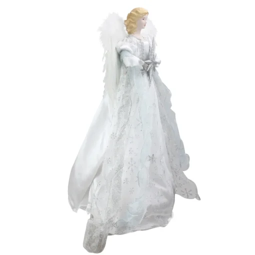 Discount 22" White and Silver Glitter Angel with Star Hanging Christmas Decoration Angels