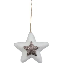 Best 3.75" White and Silver Star Hanging Christmas Ornament Symbols