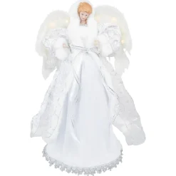 Sale 14" White Angel with Lighted Wings Christmas Tree Topper Angels