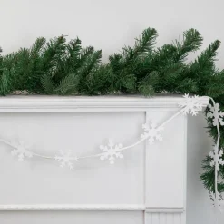 Best 4' White Felt Winter Snowflake Garland Pre Decorated