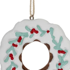 Sale 2.75" White Frosted Donut with Pine and Berry Christmas Ornament Food & Beverage