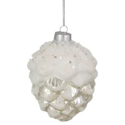 Online 3.75" White Frosted Pine Cone Glass Christmas Ornament Novelty
