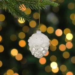 Online 3.75" White Frosted Pine Cone Glass Christmas Ornament Novelty