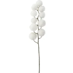 Discount 24" White Glittered Pom Pom Artificial Christmas Spray Sprays, Picks & Branches