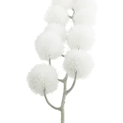 Discount 24" White Glittered Pom Pom Artificial Christmas Spray Sprays, Picks & Branches