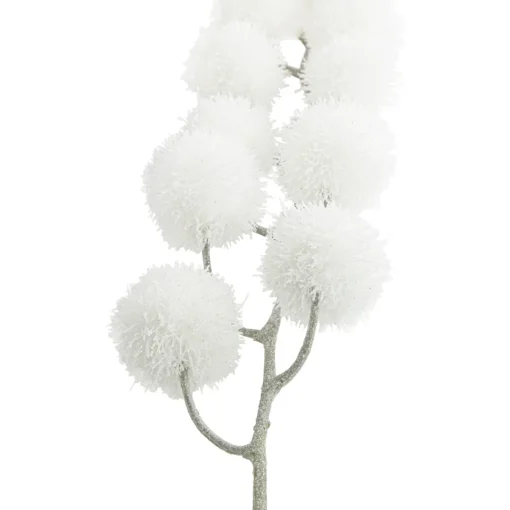 Discount 24" White Glittered Pom Pom Artificial Christmas Spray Sprays, Picks & Branches