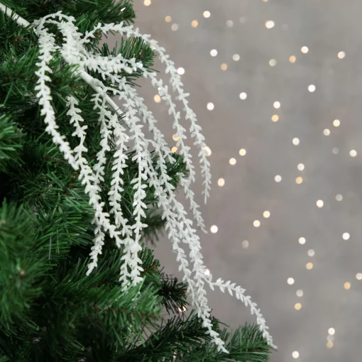Discount 27" White Glittered Weeping Christmas Spray Sprays, Picks & Branches