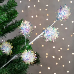 Hot 27" White Iridescent Snowball Christmas Spray Sprays, Picks & Branches