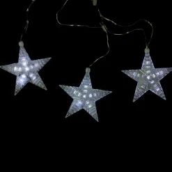 3 White LED Cascading Snowfall Star Christmas Lights - 2 ft Clear Wire Novelty