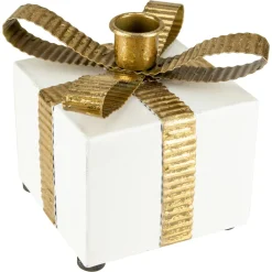 Hot 4.5" White Metal Gift Box Christmas Taper Candle Holder Candle Holders