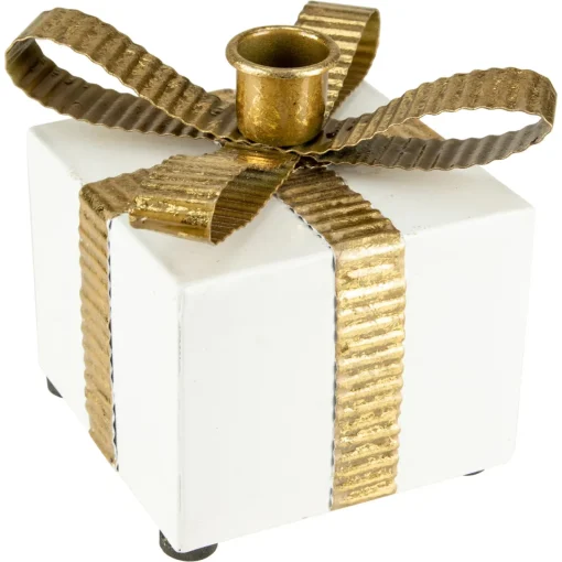 Hot 4.5" White Metal Gift Box Christmas Taper Candle Holder Candle Holders