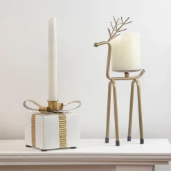 Hot 4.5" White Metal Gift Box Christmas Taper Candle Holder Candle Holders