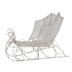 New 48" White Pre-Lit Crystal 3D Sleigh Christmas Outdoor Decor Winter Scenes